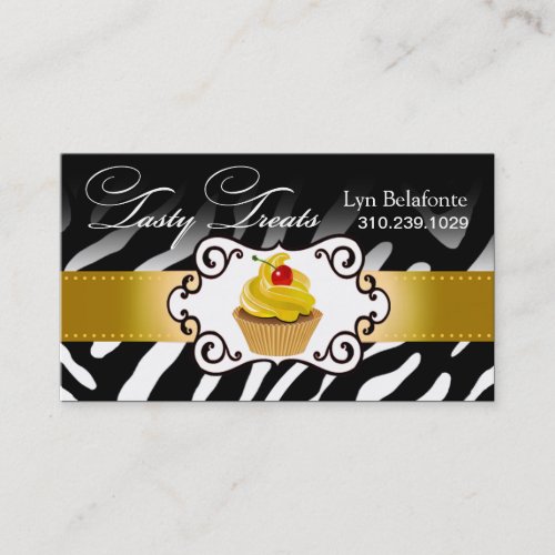 Zebra Cupcake Frame Tasty Treats gold Business Card
