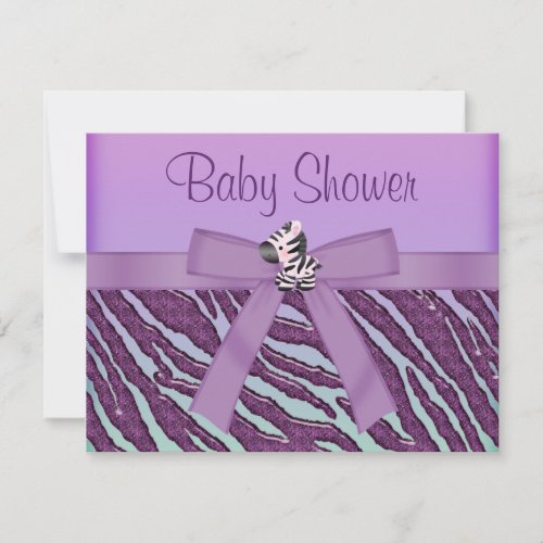 Zebra &amp; Cupcakes Purple Baby Shower Announcement