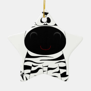 Zebra Cute Animal Stripes Jungle Safari Whimsical Ceramic Ornament