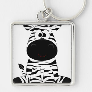 Zebra Cute Animal Stripes Jungle Safari Whimsical Keychain