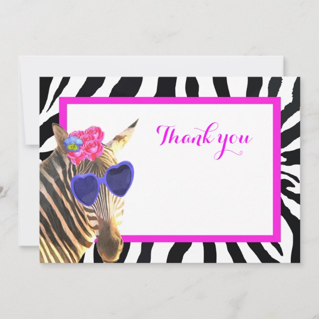 Zebra cute safari animal fashion thank you (Front)