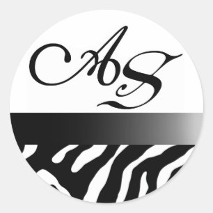 Zebra Damask Fabulous Monogram Party Sticker