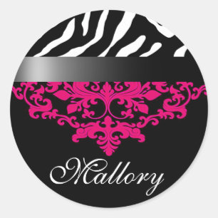 Zebra Damask Fabulous Party Sticker
