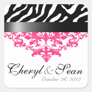 Zebra Damask Save the Date Sticker