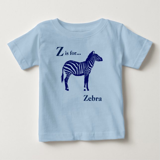 Zebra - Dark Cobalt Blue and White Baby T-Shirt (Front)