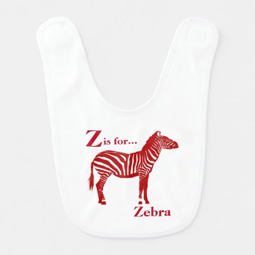 Zebra _ Deep Red and White Baby Bib