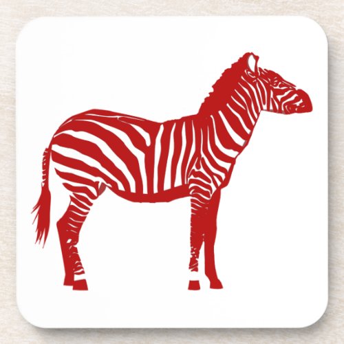 Zebra _ Deep Red and White Coaster