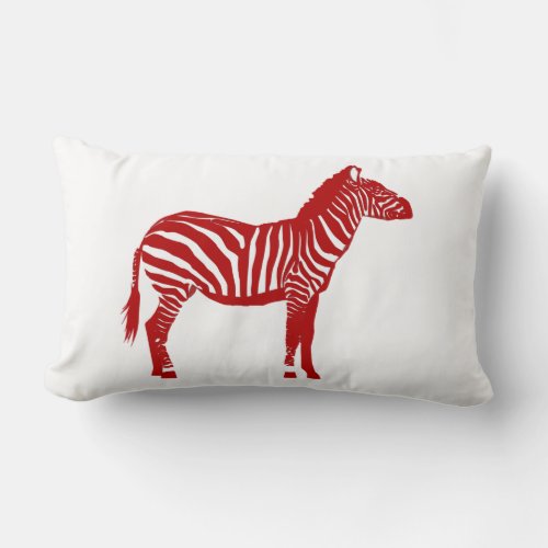 Zebra _ Deep Red and White Lumbar Pillow