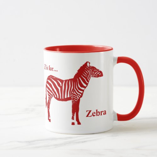 Zebra _ Deep Red and White Mug