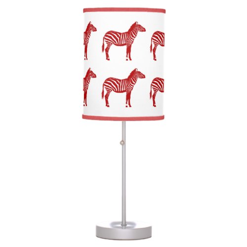 Zebra _ Deep Red and White Table Lamp