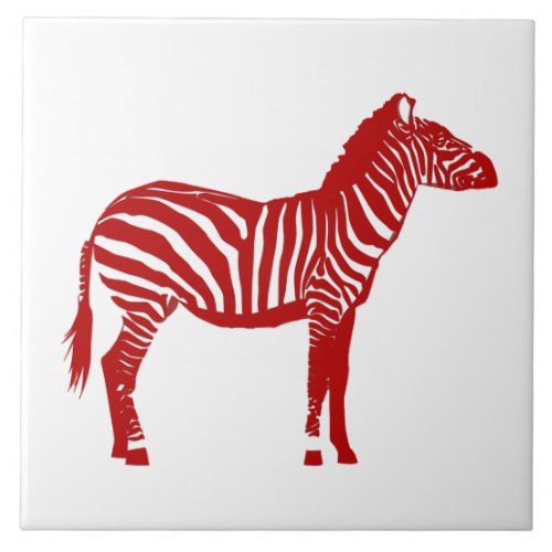 Zebra _ Deep Red and White Tile