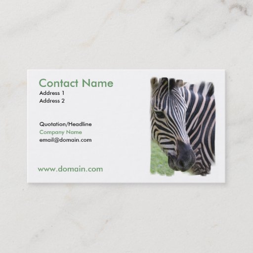 Customizable Zebra Design on a Business Card