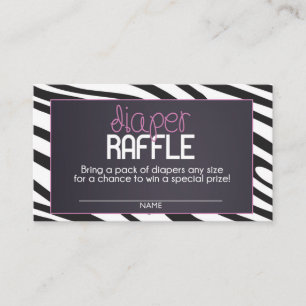 Zebra Diaper Raffle Ticket Enclosure Card