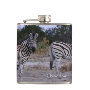 Zebra Double Take Photo Flask