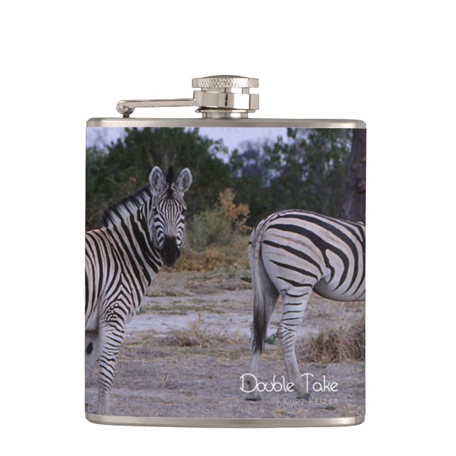Zebra Double Take Photo Flask (Front)