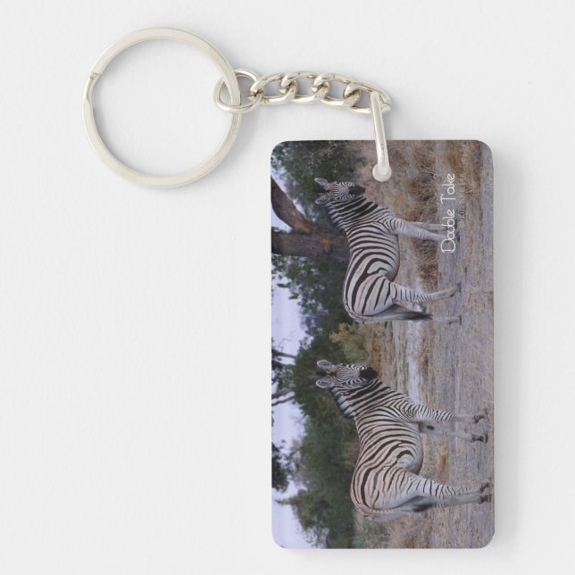 Zebra Double Take Photo Keychain (Front)