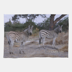 Zebra Double Take Photo Kitchen Towel