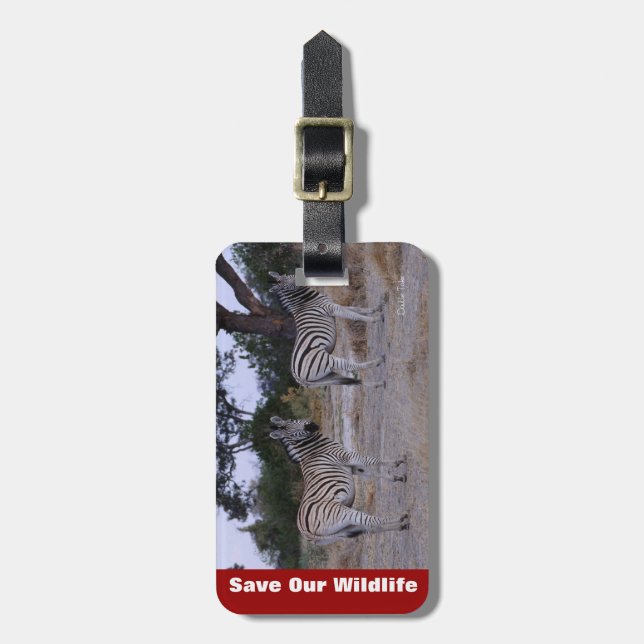 Zebra Double Take Photo Luggage Tag (Front Vertical)
