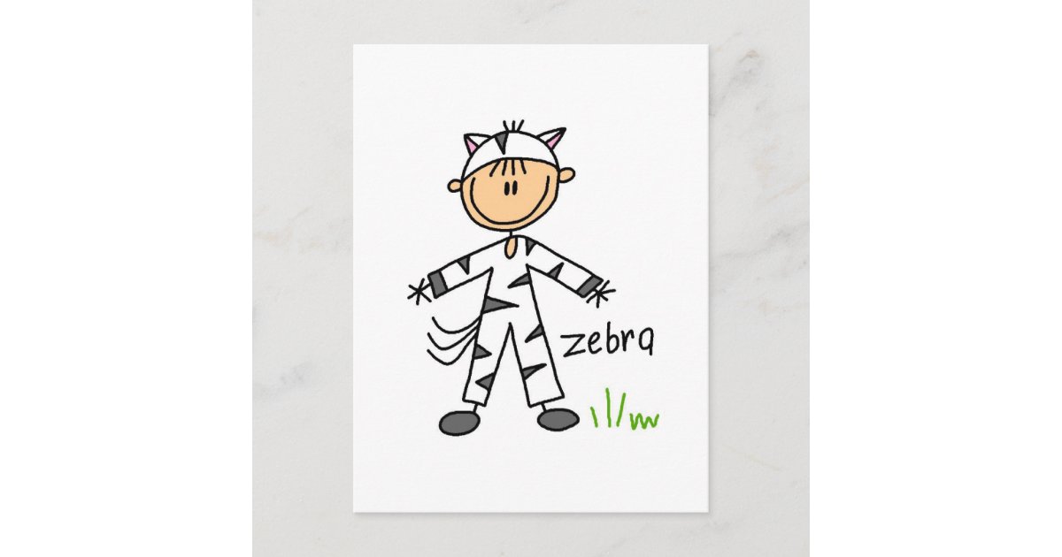 Zebra Dress Up T-shirts and Gifts Postcard | Zazzle