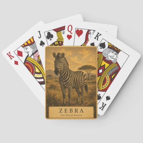 Zebra East African Savanna VINTAGE Poker Cards