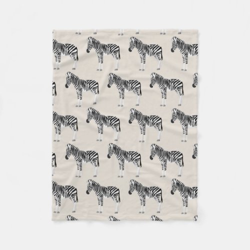 Zebra Exotic Animal Pattern Beige Fleece Blanket