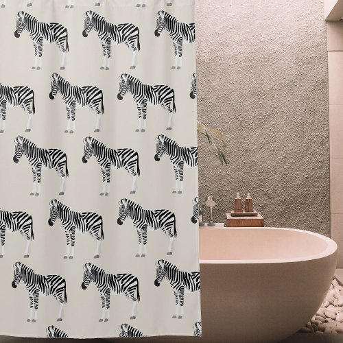 Zebra Exotic Animal Pattern Beige Shower Curtain