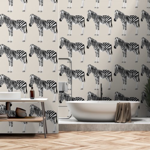 Zebra Exotic Animal Pattern Beige Wallpaper