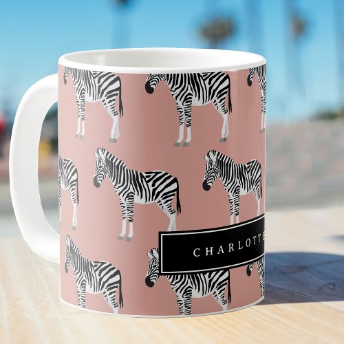 Zebra Exotic Animal Pattern Blush Pink Coffee Mug