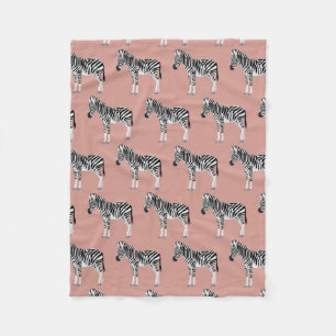 Zebra Exotic Animal Pattern Blush Pink Fleece Blanket