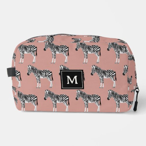 Zebra Exotic Animal Pattern Blush Pink Monogram Dopp Kit