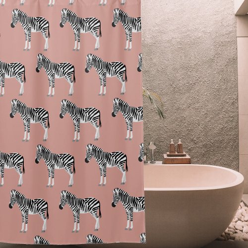 Zebra Exotic Animal Pattern Blush Pink Shower Curtain