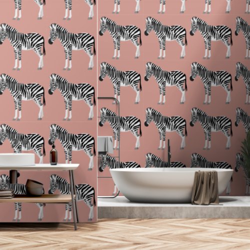 Zebra Exotic Animal Pattern Blush Pink Wallpaper