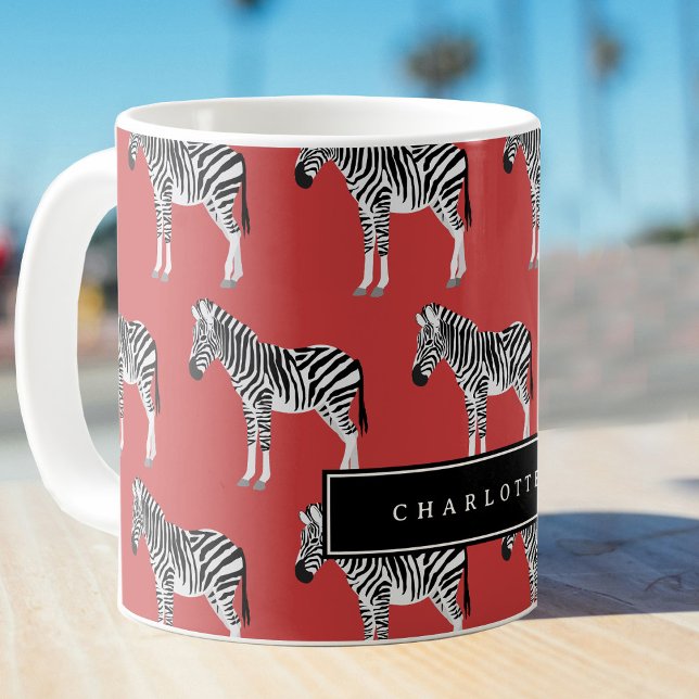 Zebra Exotic Animal Pattern Deep Red Coffee Mug (Zebra Exotic Animal Pattern Deep Red Coffee Mug)
