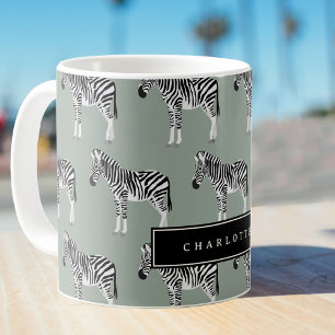 Zebra Exotic Animal Pattern Sage Green Coffee Mug