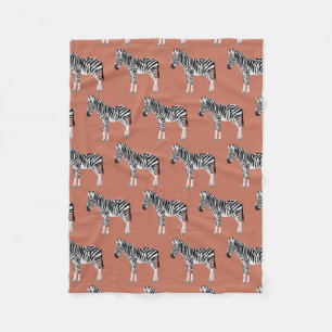 Zebra Exotic Animal Pattern Terracotta Fleece Blanket