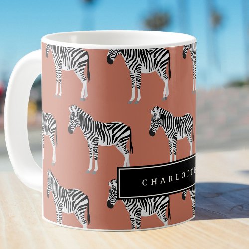 Zebra Exotic Animal Pattern Terracotta Orange Coffee Mug