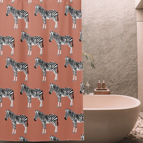 Zebra Exotic Animal Pattern Terracotta Shower Curtain