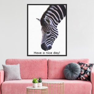 Zebra Face Black & White Wall Art Text