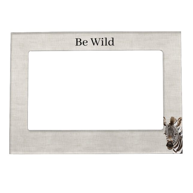 Zebra Face Safari Animal Faux Linen Magnetic Frame (Front)