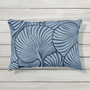 Zebra Fan Palm Hawaiian Tropical Blue Outdoor Pillow