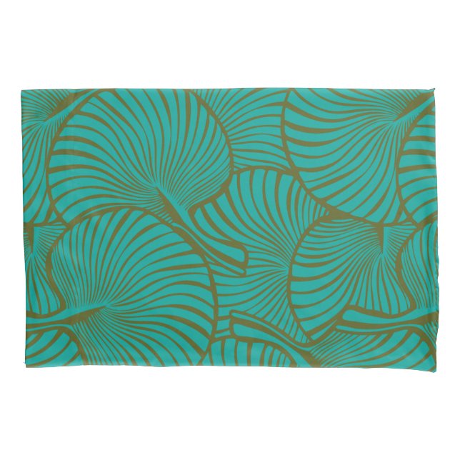 Zebra Fan Palm Hawaiian Tropical Green Reversible Pillow Case (Front)