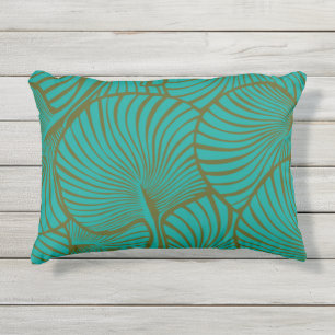 Zebra Fan Palm Hawaiian Tropical Jade Green Outdoor Pillow