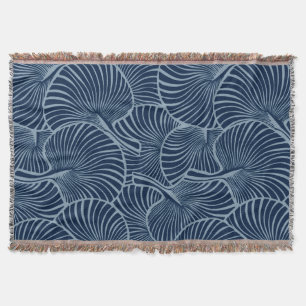 Zebra Fan Palm Hawaiian Tropical Navy Blue  Throw Blanket