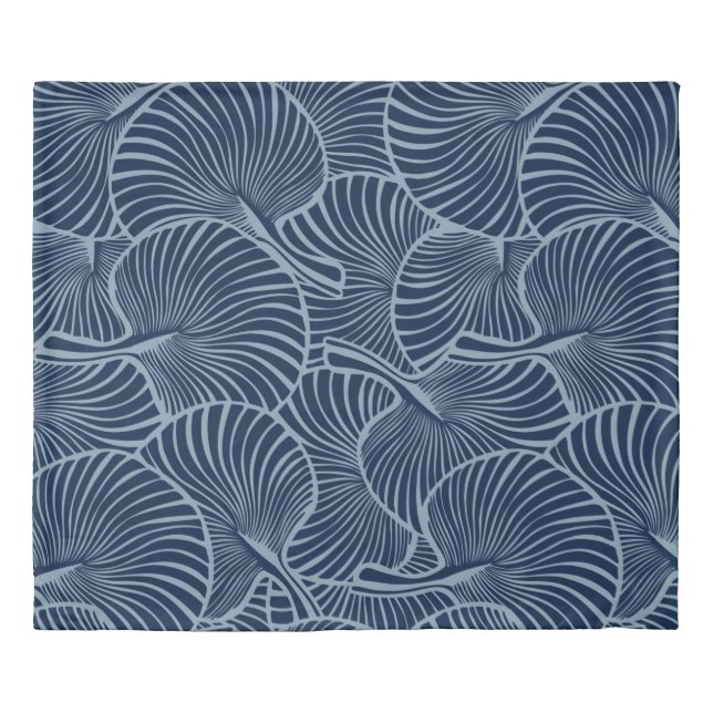 Zebra Fan Palm Hawaiian Tropical Navy Reversible Duvet Cover (Front)