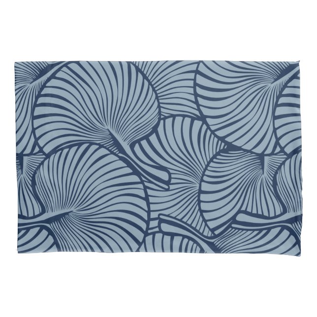 Zebra Fan Palm Hawaiian Tropical Navy Reversible Pillow Case (Front)