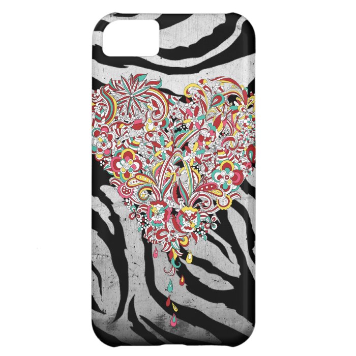 Zebra Fancy Heart  Iphone 5 Case