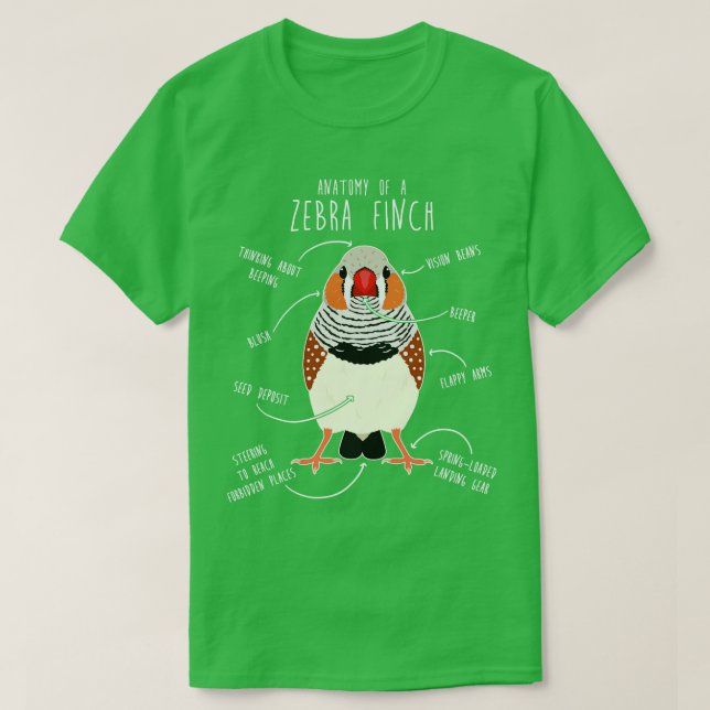 Zebra Finch Anatomy T-Shirt (Design Front)