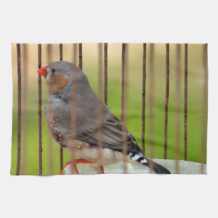 Zebra Finch Bird in Cage Towel
