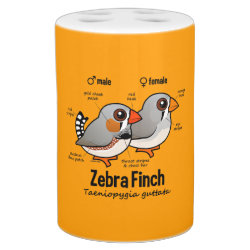 Zebra Finch Statistics Toothbrush Holder and Soap Dispenser Set