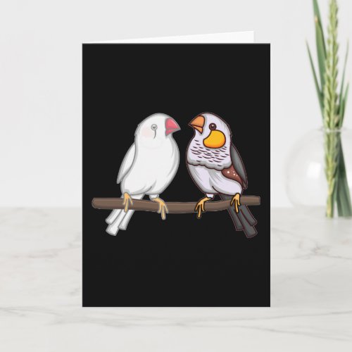 Zebra Finches LOVE Zebra Finch Art Passerines Bird Card